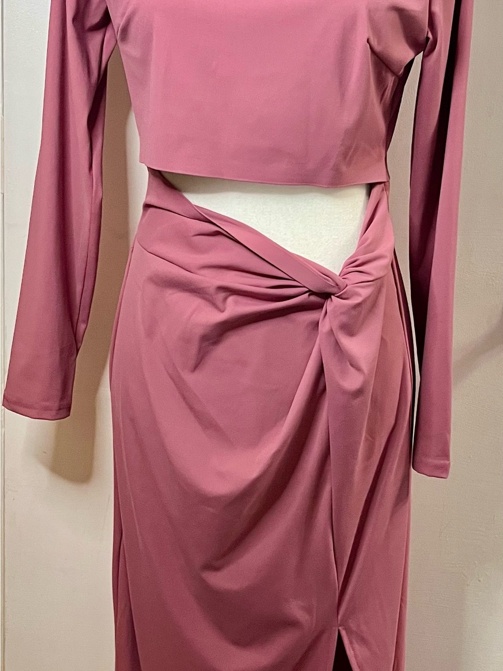 Pink Lily Dusty Rose Twist-Knot Maxi Skirt